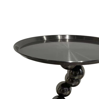 Sturdy Black Titanium Stainless Steel Sculptural Sphere Side Table - Industrial Sculptural Geometric Round Coffee Table For Living Room