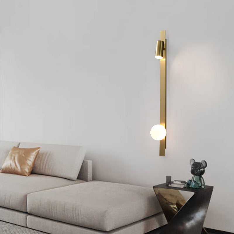 مصباح حائط LED بتصميم عصري بسيط مصنوع من النحاس والزجاج بتصميم دائري لغرفة النوم 