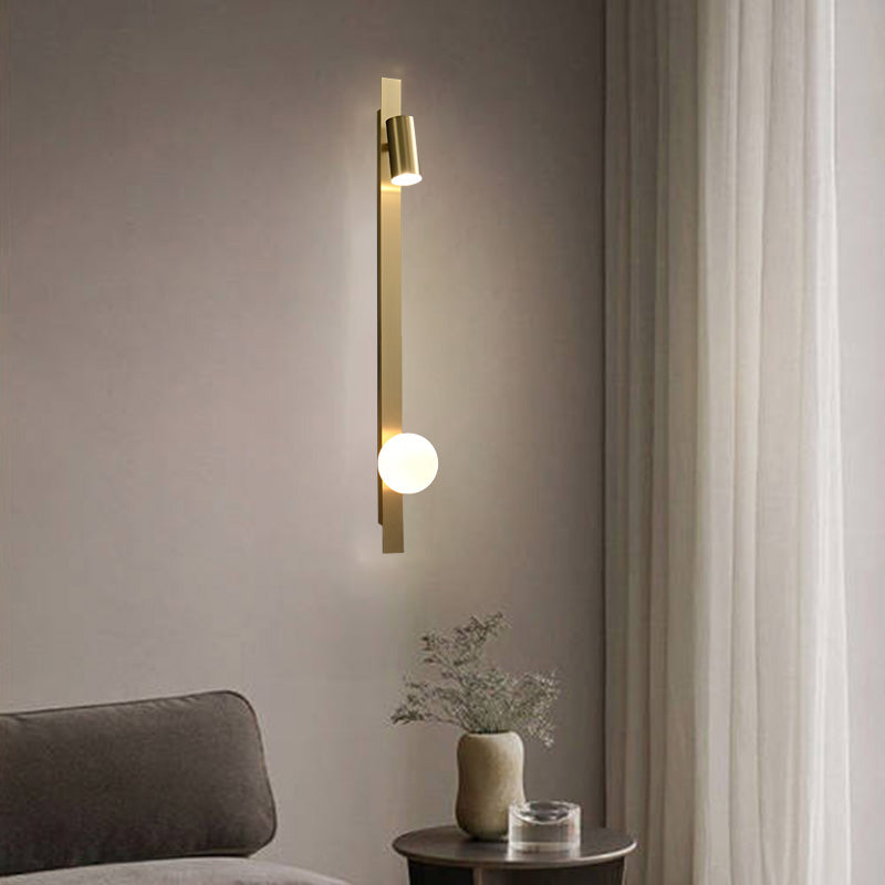 مصباح حائط LED بتصميم عصري بسيط مصنوع من النحاس والزجاج بتصميم دائري لغرفة النوم 