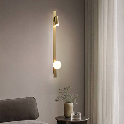 مصباح حائط LED بتصميم عصري بسيط مصنوع من النحاس والزجاج بتصميم دائري لغرفة النوم 