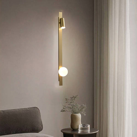 مصباح حائط LED بتصميم عصري بسيط مصنوع من النحاس والزجاج بتصميم دائري لغرفة النوم 