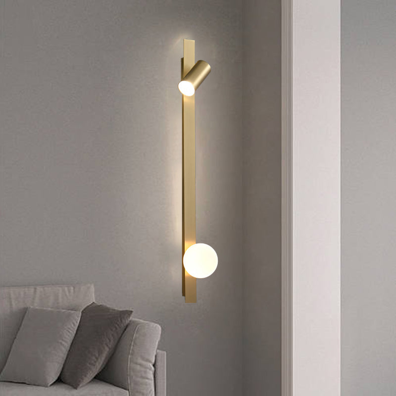 مصباح حائط LED بتصميم عصري بسيط مصنوع من النحاس والزجاج بتصميم دائري لغرفة النوم 
