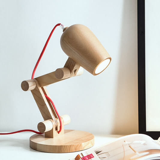 Nordic Creative Wooden Robot 1-Light Table Lamp