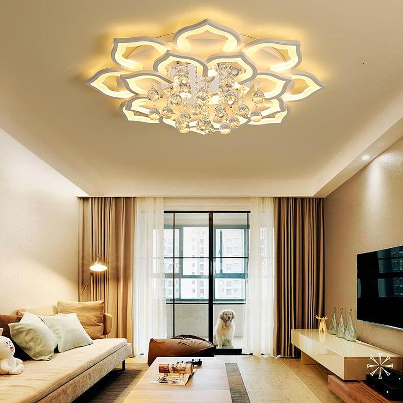 Modern Crystal Ball 20-Light Flower LED Flush Mount Lighting