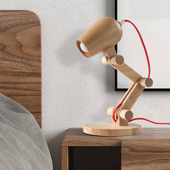 Nordic Creative Wooden Robot 1-Light Table Lamp
