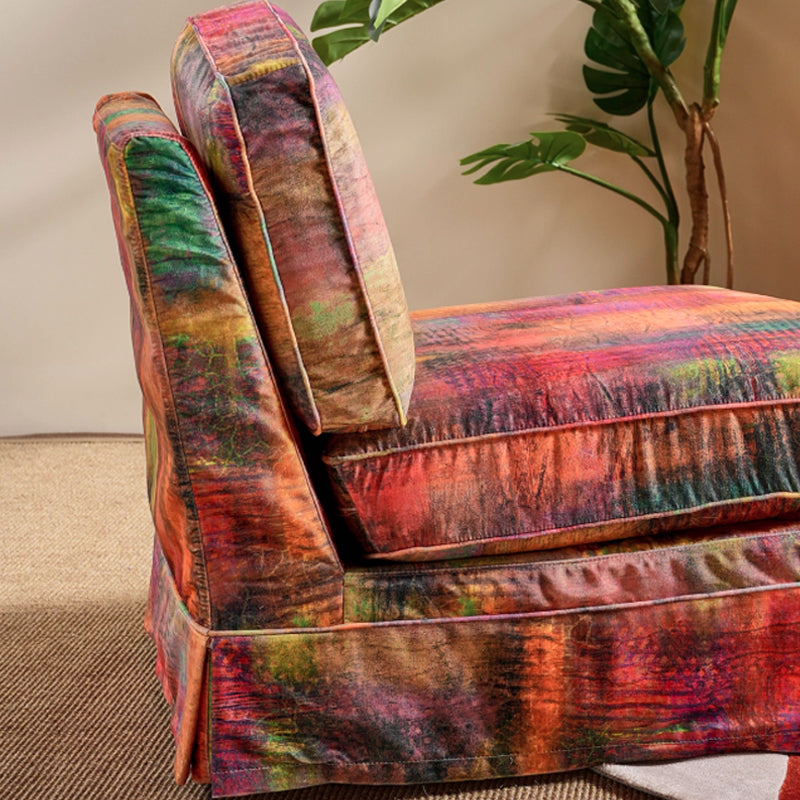 Abstract Watercolor Pattern Polyester Birch Wood Accent Chair - Creative Artistic Lounge Chair for Living Room
