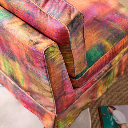 Abstract Watercolor Pattern Polyester Birch Wood Accent Chair - Creative Artistic Lounge Chair for Living Room