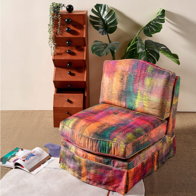 Abstract Watercolor Pattern Polyester Birch Wood Accent Chair - Creative Artistic Lounge Chair for Living Room