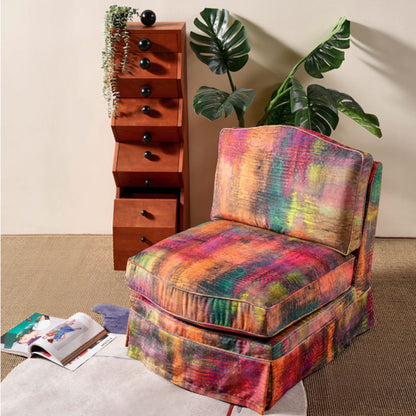 Abstract Watercolor Pattern Polyester Birch Wood Accent Chair - Creative Artistic Lounge Chair for Living Room