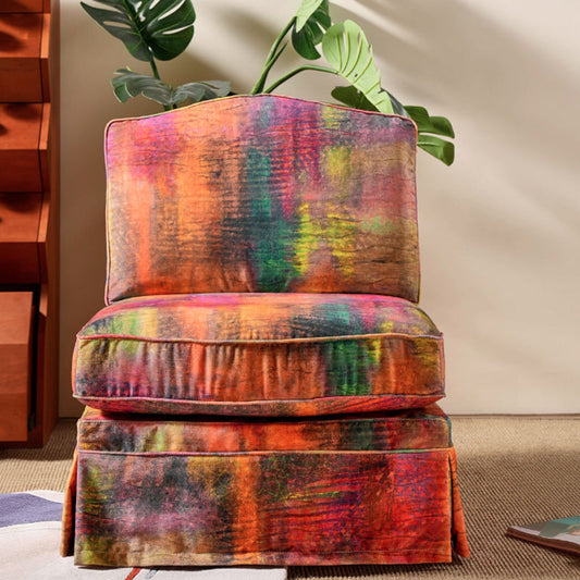 Abstract Watercolor Pattern Polyester Birch Wood Accent Chair - Creative Artistic Lounge Chair for Living Room