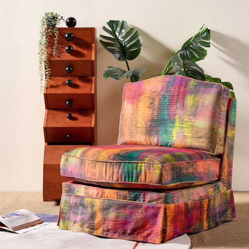 Abstract Watercolor Pattern Polyester Birch Wood Accent Chair - Creative Artistic Lounge Chair for Living Room
