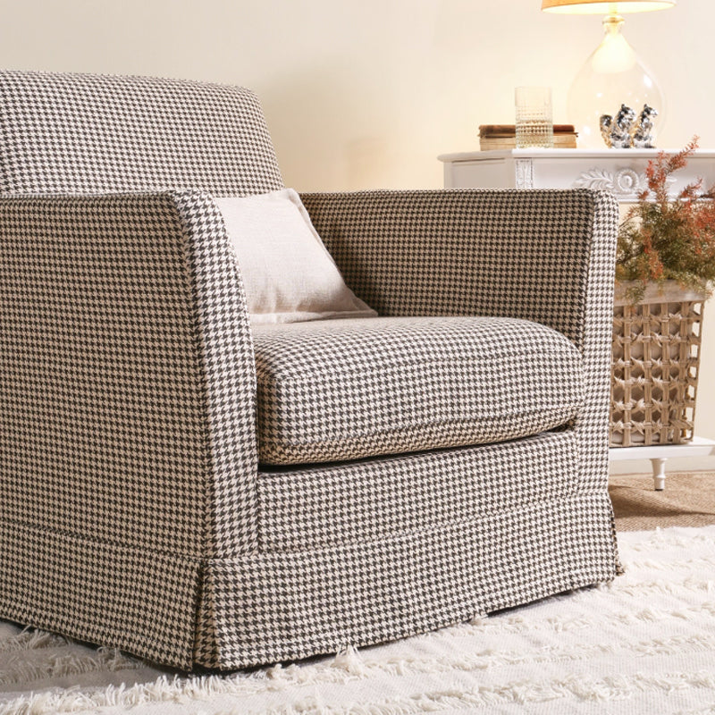Classic Houndstooth Birch Wood Accent Chair - Scandinavian Lounge Chair for Living Room & Bedroom