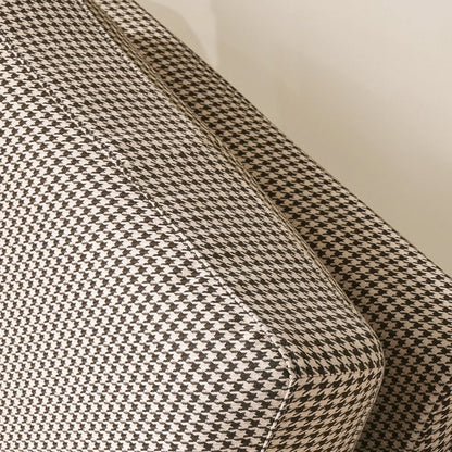 Classic Houndstooth Birch Wood Accent Chair - Scandinavian Lounge Chair for Living Room & Bedroom