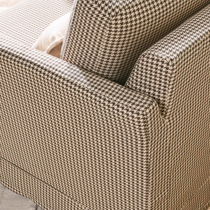 Classic Houndstooth Birch Wood Accent Chair - Scandinavian Lounge Chair for Living Room & Bedroom