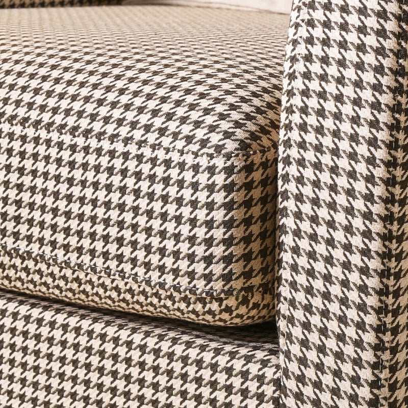 Classic Houndstooth Birch Wood Accent Chair - Scandinavian Lounge Chair for Living Room & Bedroom