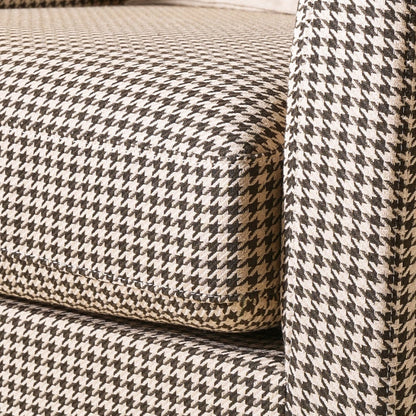 Classic Houndstooth Birch Wood Accent Chair - Scandinavian Lounge Chair for Living Room & Bedroom