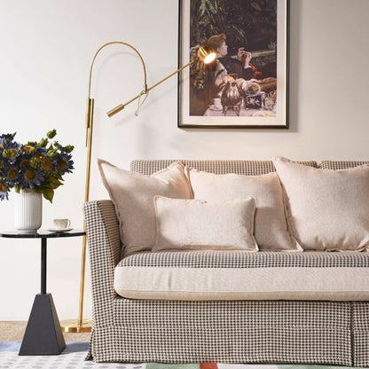 Classic Houndstooth Pattern Birch Wood Sofa – Minimalist Understated Elegant Sofa with 3/4 Seater for Living Room