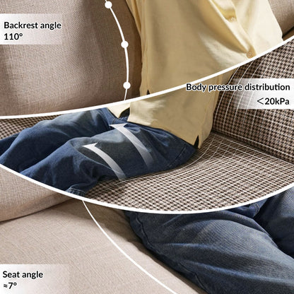 Classic Houndstooth Pattern Birch Wood Sofa – Minimalist Understated Elegant Sofa with 3/4 Seater for Living Room