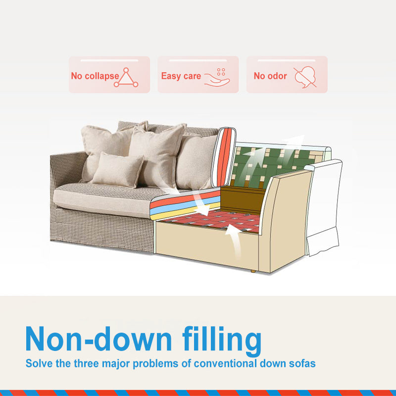 Classic Houndstooth Pattern Birch Wood Sofa – Minimalist Understated Elegant Sofa with 3/4 Seater for Living Room