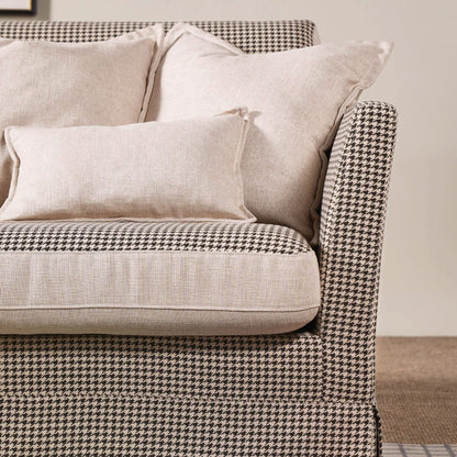 Classic Houndstooth Pattern Birch Wood Sofa – Minimalist Understated Elegant Sofa with 3/4 Seater for Living Room