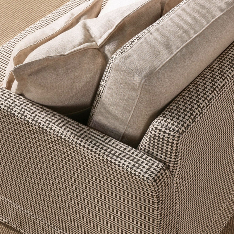 Classic Houndstooth Pattern Birch Wood Sofa – Minimalist Understated Elegant Sofa with 3/4 Seater for Living Room