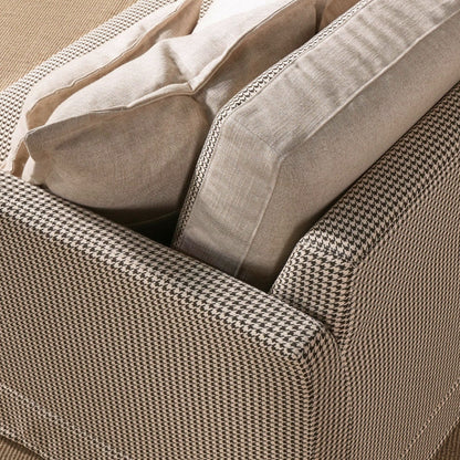 Classic Houndstooth Pattern Birch Wood Sofa – Minimalist Understated Elegant Sofa with 3/4 Seater for Living Room