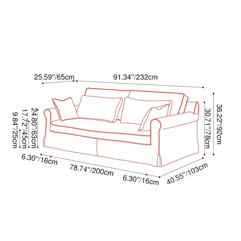 Bold Striped Pattern Polyester Upholstery Birch Wood Sofa - Vintage Soft-Touch Sofa With 3/4 Seater for Living Room
