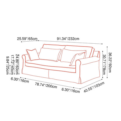 Bold Striped Pattern Polyester Upholstery Birch Wood Sofa - Vintage Soft-Touch Sofa With 3/4 Seater for Living Room