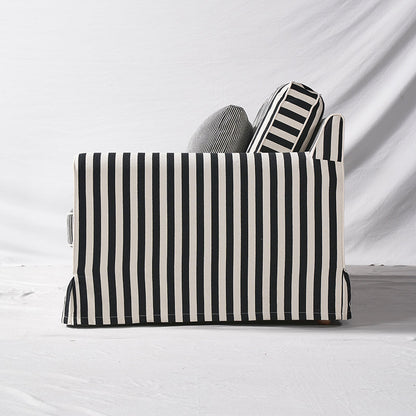 Bold Striped Pattern Polyester Upholstery Birch Wood Sofa - Vintage Soft-Touch Sofa With 3/4 Seater for Living Room