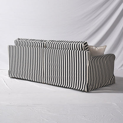 Bold Striped Pattern Polyester Upholstery Birch Wood Sofa - Vintage Soft-Touch Sofa With 3/4 Seater for Living Room