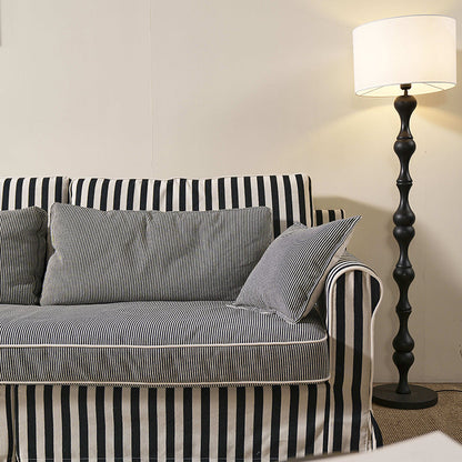 Bold Striped Pattern Polyester Upholstery Birch Wood Sofa - Vintage Soft-Touch Sofa With 3/4 Seater for Living Room