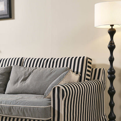 Bold Striped Pattern Polyester Upholstery Birch Wood Sofa - Vintage Soft-Touch Sofa With 3/4 Seater for Living Room