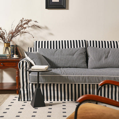 Bold Striped Pattern Polyester Upholstery Birch Wood Sofa - Vintage Soft-Touch Sofa With 3/4 Seater for Living Room