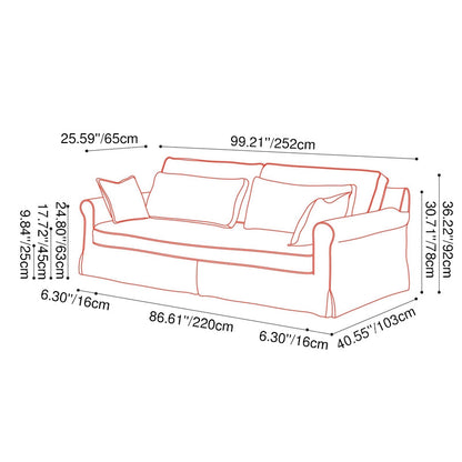 Bold Striped Pattern Polyester Upholstery Birch Wood Sofa - Vintage Soft-Touch Sofa With 3/4 Seater for Living Room