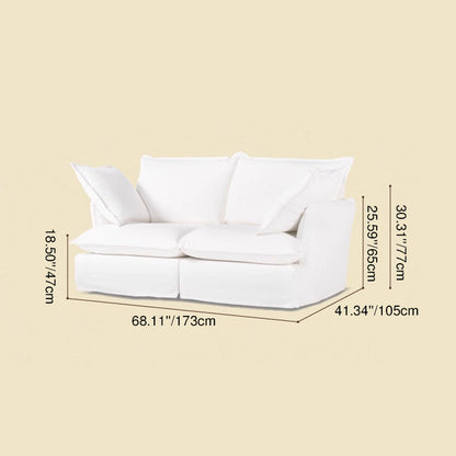 Pearl White Birch Wood Sofa – Minimalist Pillow-Style Settee Bench With 2/3 Seater for Living Room