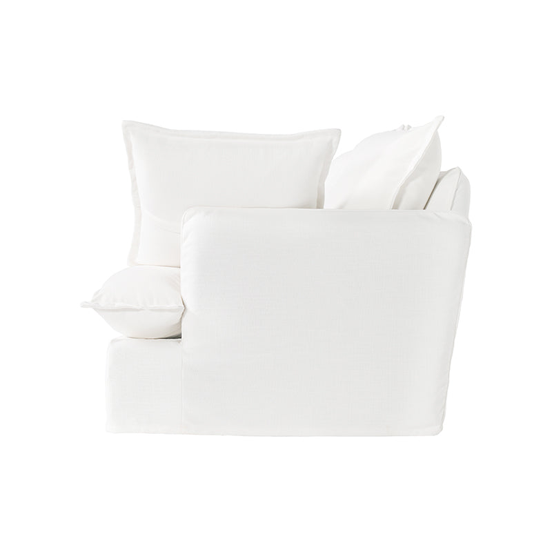 Pearl White Birch Wood Sofa – Minimalist Pillow-Style Settee Bench With 2/3 Seater for Living Room