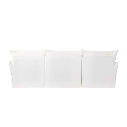 Pearl White Birch Wood Sofa – Minimalist Pillow-Style Settee Bench With 2/3 Seater for Living Room
