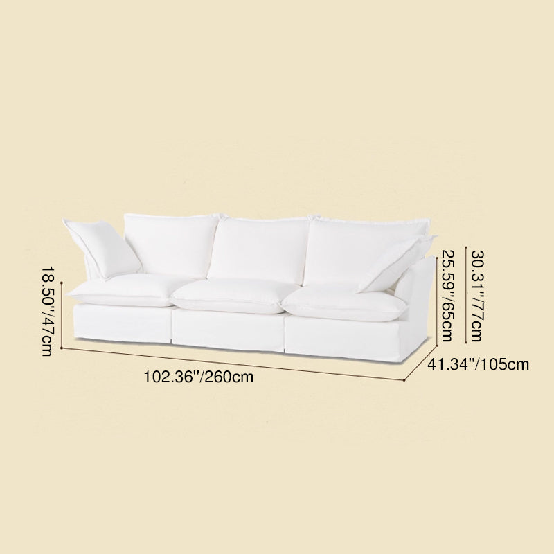 Pearl White Birch Wood Sofa – Minimalist Pillow-Style Settee Bench With 2/3 Seater for Living Room