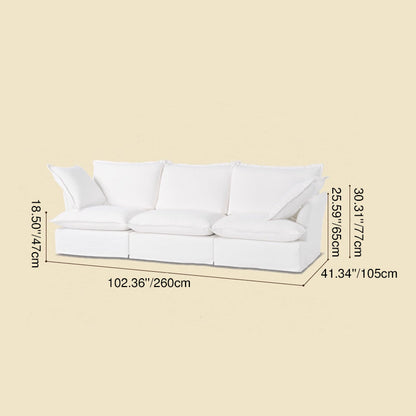 Pearl White Birch Wood Sofa – Minimalist Pillow-Style Settee Bench With 2/3 Seater for Living Room