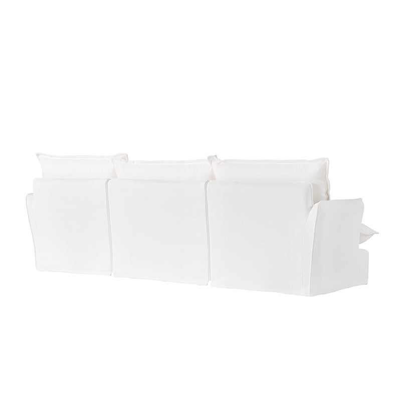 Pearl White Birch Wood Sofa – Minimalist Pillow-Style Settee Bench With 2/3 Seater for Living Room