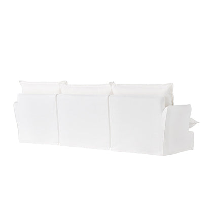 Pearl White Birch Wood Sofa – Minimalist Pillow-Style Settee Bench With 2/3 Seater for Living Room