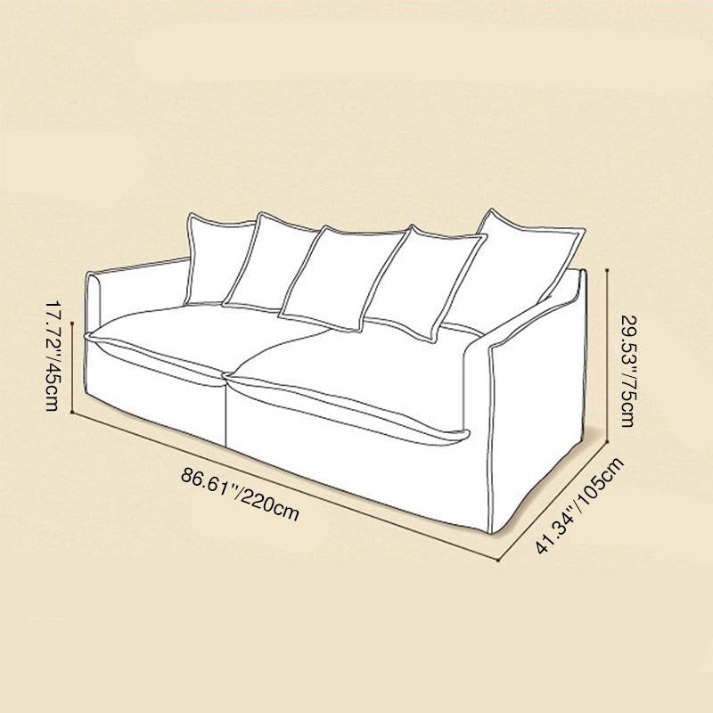Moonlight White Linen Birch Wood Sofa - French Pure Soft-Touch Lounge Sofa With 3/4 Seater For Living Room