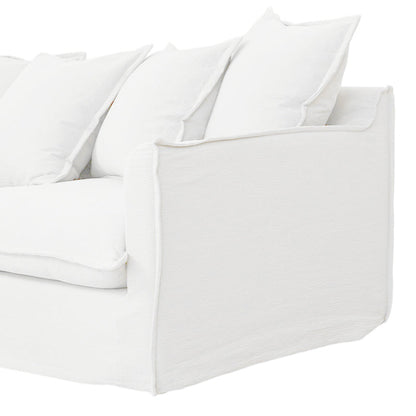 Moonlight White Linen Birch Wood Sofa - French Pure Soft-Touch Lounge Sofa With 3/4 Seater For Living Room