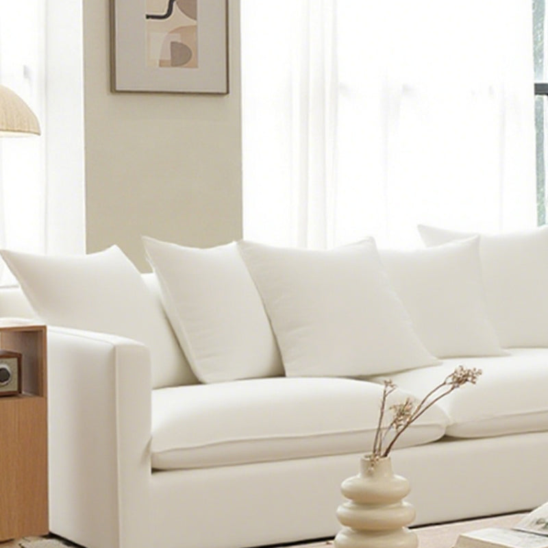 Moonlight White Linen Birch Wood Sofa - French Pure Soft-Touch Lounge Sofa With 3/4 Seater For Living Room