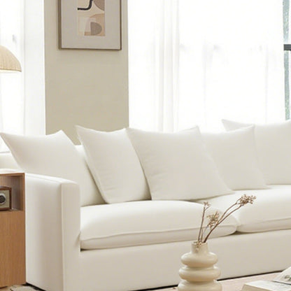 Moonlight White Linen Birch Wood Sofa - French Pure Soft-Touch Lounge Sofa With 3/4 Seater For Living Room