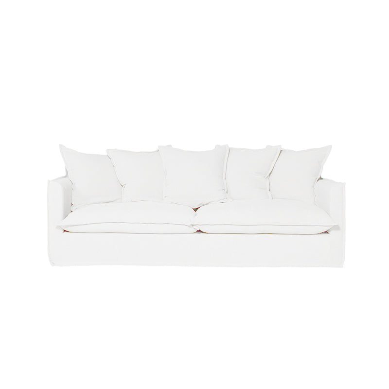 Moonlight White Linen Birch Wood Sofa - French Pure Soft-Touch Lounge Sofa With 3/4 Seater For Living Room