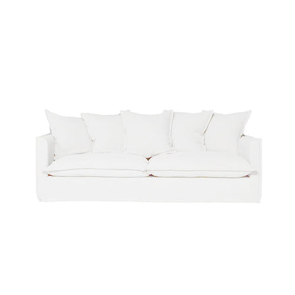 Moonlight White Linen Birch Wood Sofa - French Pure Soft-Touch Lounge Sofa With 3/4 Seater For Living Room