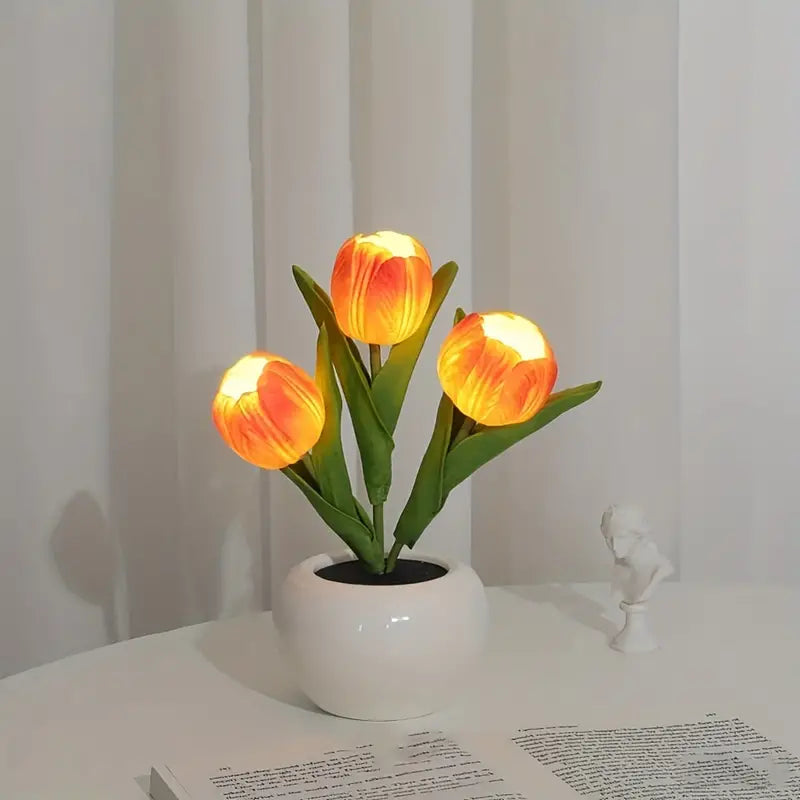 BulbBoss-Tulip Night Light Simulated Flower Bouquet Decorative Ambient LED Table Lamp