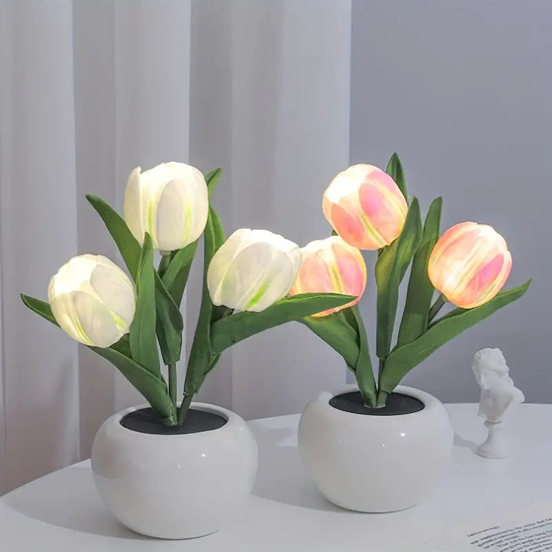 BulbBoss-Tulip Night Light Simulated Flower Bouquet Decorative Ambient LED Table Lamp