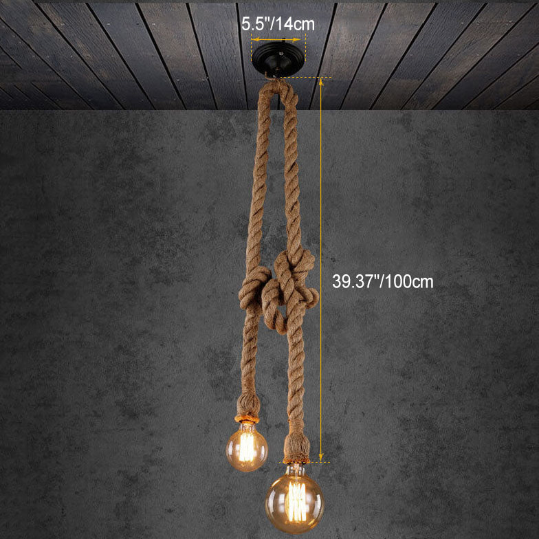 Industrial Hemp Rope Hanging 1/2-Light Pendant Light